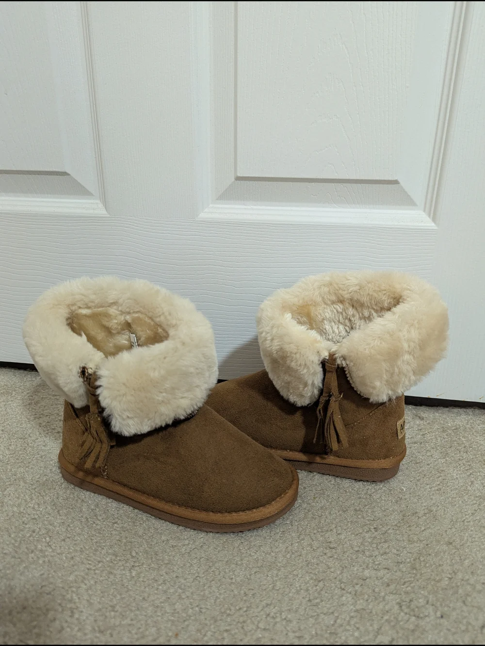 Kids Cozy Shearling-Lined Suede Booties - Brown